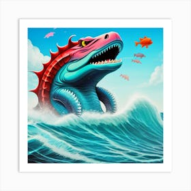 Dinosaur In The Ocean Art Print