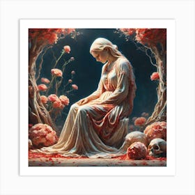 Woman In The Roses Art Print