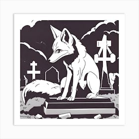 Fox In The Graveyard Art Print