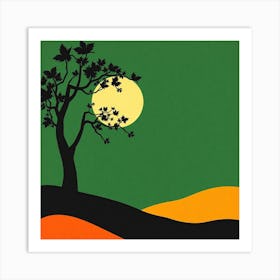 Tree On A Hill Art Print