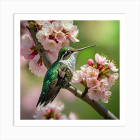 Hummingbird In Blossom Art Print