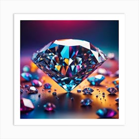 Diamond On A Colorful Background Art Print