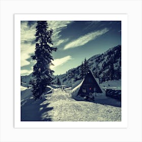 Cabin In The Snow Art Print