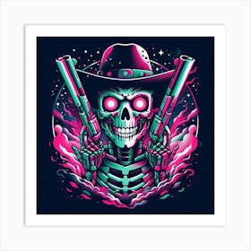 Skeleton With Guns Art Print