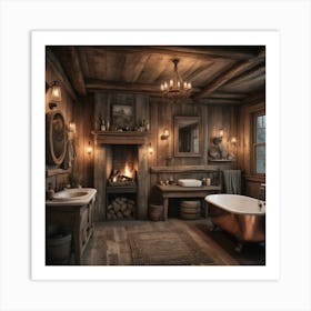 Rustic Bathroom art Art Print