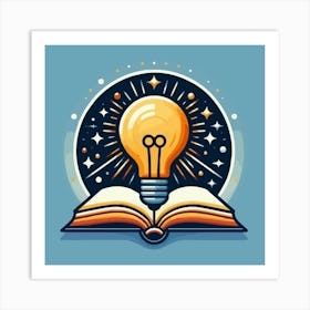 Books With Bulb Idea Design Glowing Bulb On Book Ideas (3) Art Print