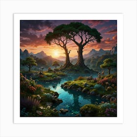 Fantasy Landscape With Trees Art Print