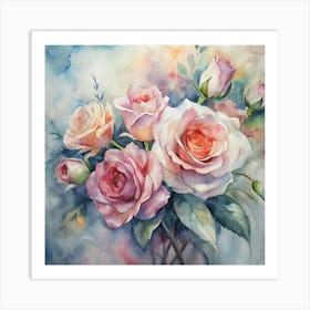 Watercolor Roses 21 Art Print