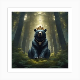 King Bear In The Forest Art Print