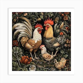 Roosters 2 Art Print