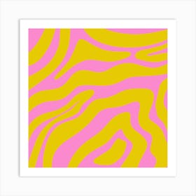 Abstract Lines And Shapes - zebra pink and yellow Art Print