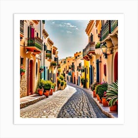 Colorful Street In Spain Art Print