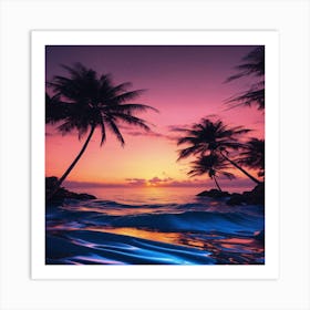 Sunset At The Beach 14 Art Print