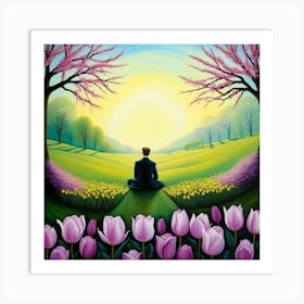 Meditation With Tulips Art Print