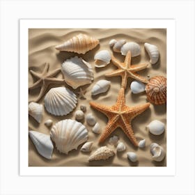 Seashells On Sand Art Print