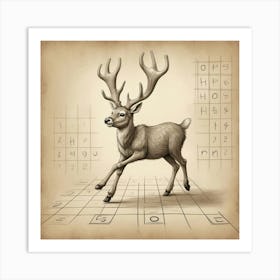 Deer On A Grid Art Print