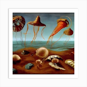 Amber Flying Jelly 2 Art Print