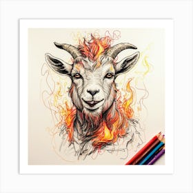 Goat On Fire 23 Art Print