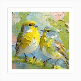 Firefly A Modern Illustration Of 2 Beautiful Sparrows Together In Neutral Colors Of Taupe, Gray, Tan (58) Art Print