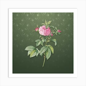 Vintage Pink Agatha Rose Botanical on Lunar Green Pattern n.0456 Art Print