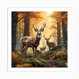 Deer In The Forest 146 Art Print