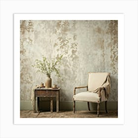 Ancient Pattern Wallpaper Featuring Clean Empty Sheets Blanketed Across A Wall Mimicking Aged Card (3) Art Print