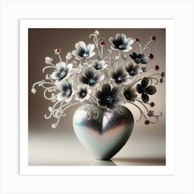 Fancy Heart Vase Of Silver Art Print