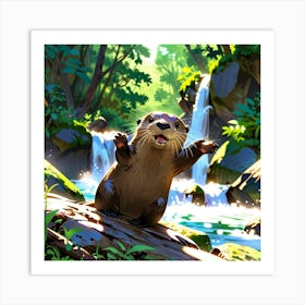 Otter In The Forest Art Print