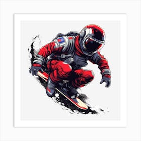 Astronaut Snowboarding 1 Art Print