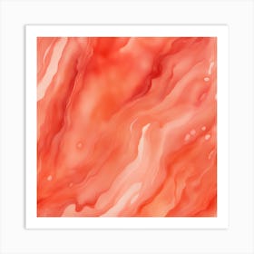 Beautiful coral salmon abstract background. Drawn, hand-painted aquarelle. Wet watercolor pattern. Artistic background with copy space for design. Vivid web banner. Liquid, flow, fluid effect. 1 Art Print