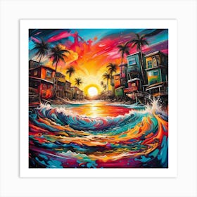 Sunset At The Beach Art Print