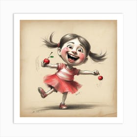 Little Girl With Cherries 2 Art Print