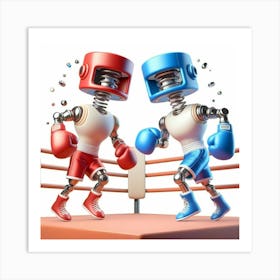 Robot Boxing Art Print