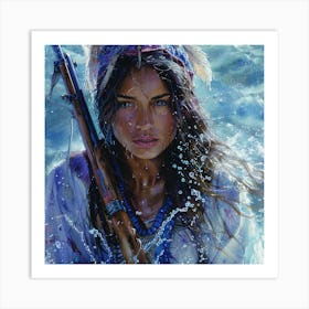 Native American Girl In The Water Art Print