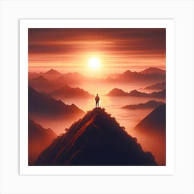 Mountain Solitude Wall Print Art An Inspiring Scene Of Solitude And Reflection, Perfect For Evoking A Sense Of Peace And Introspection In Any Space Art Print