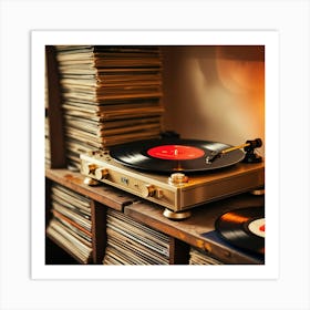 Leonardo Phoenix 10 A Vintage Turntable Sits Atop A Worn Woode 1 Poster