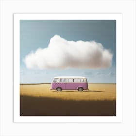 Pink Van With Cloud Art Print