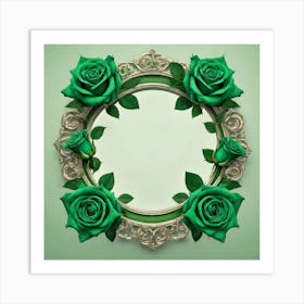 Green Roses Frame 9 Art Print