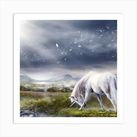 Unicorn Grazing In The Grass Art Print