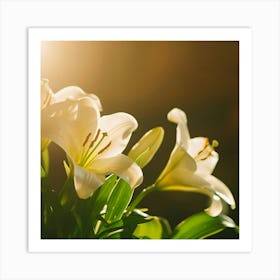 Easter Lilies In A Sunlit Church Vibrant Art Print