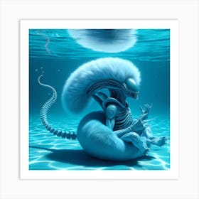 Alien Meditating Under Water 1 Art Print