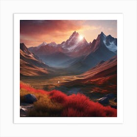 Landscape With Mountains 3 Art Print