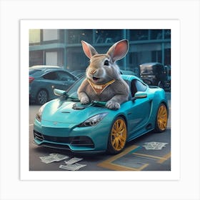 Rabbit In A Sports Car Art Print