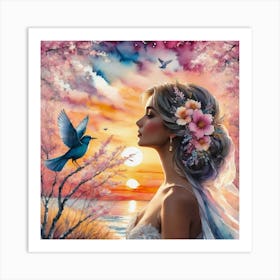 Sunset Bride Art Print