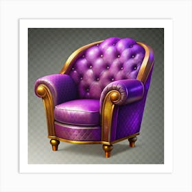 Purple Armchair With Golden Trim 1 Art Print