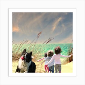 Dog On The Beach Art Print