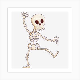 Happy Halloween Funny Skeleton Dancing Art Print