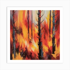 Fire In The Forest 16 Art Print