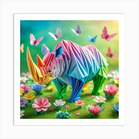 Origami Rhino Art Print