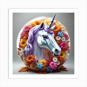 Unicorn With Flowers Art Print